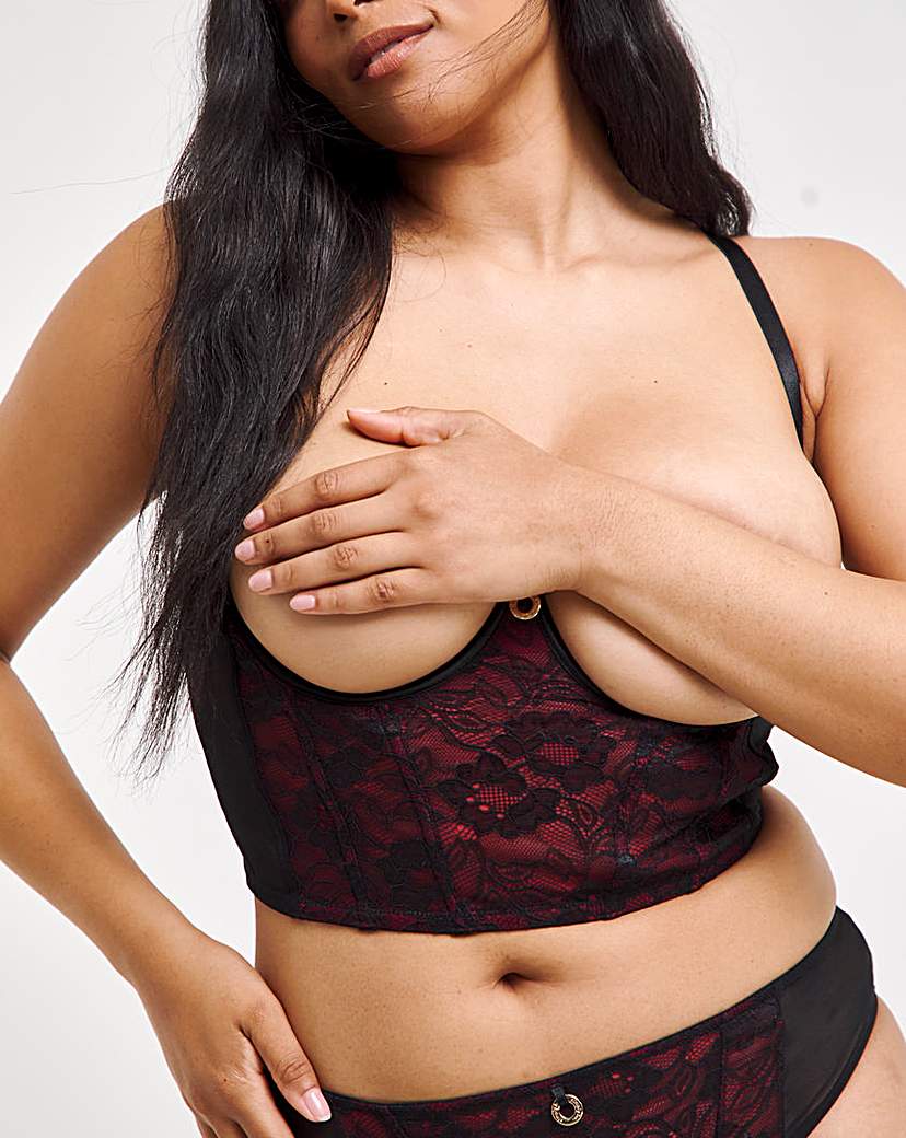 Cupless Underwire Lace Longline Bra