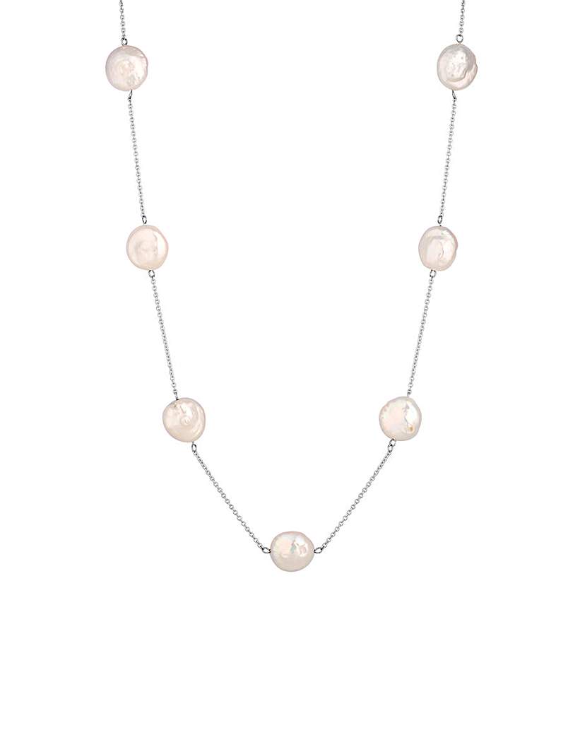 Simply Silver Coin Pearl Necklace