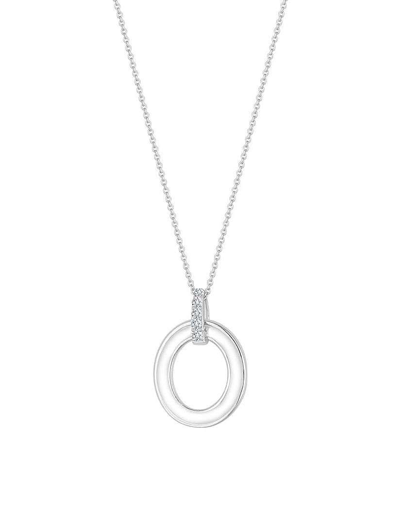 Simply Silver Link Drop Pendant Necklace