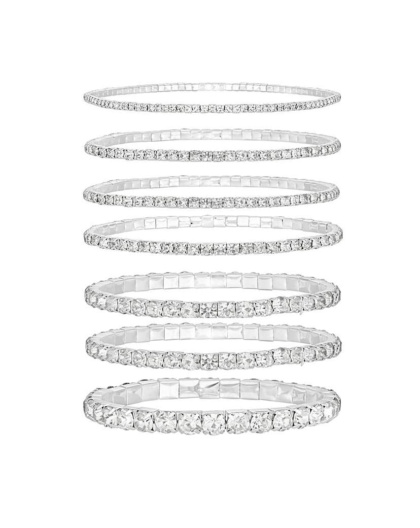 Mood Pack of 7 Crystal Stretch Bracelets