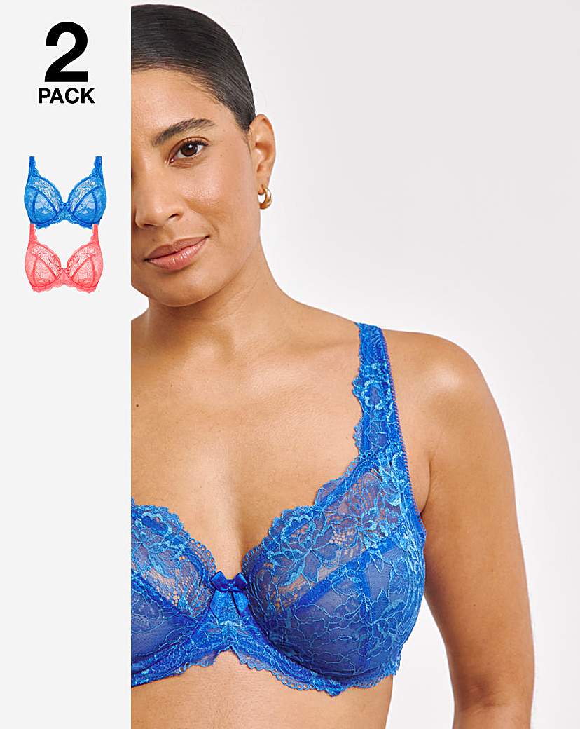 2 Pack Ella Lace Full Cup Wired Bras