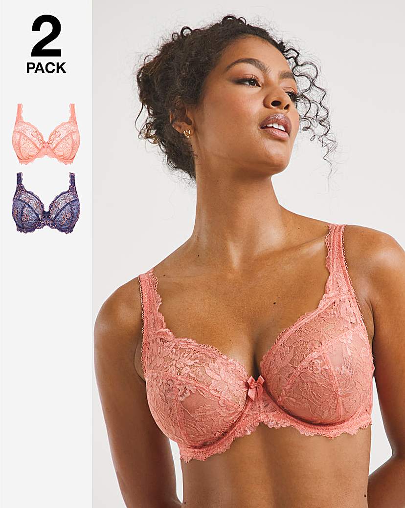 2 Pack Ella Lace Full Cup Wired Bras