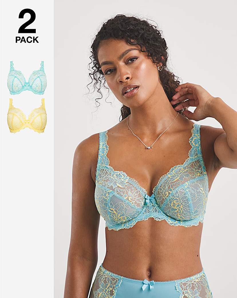 2 Pack Ella Lace Full Cup Wired Bras