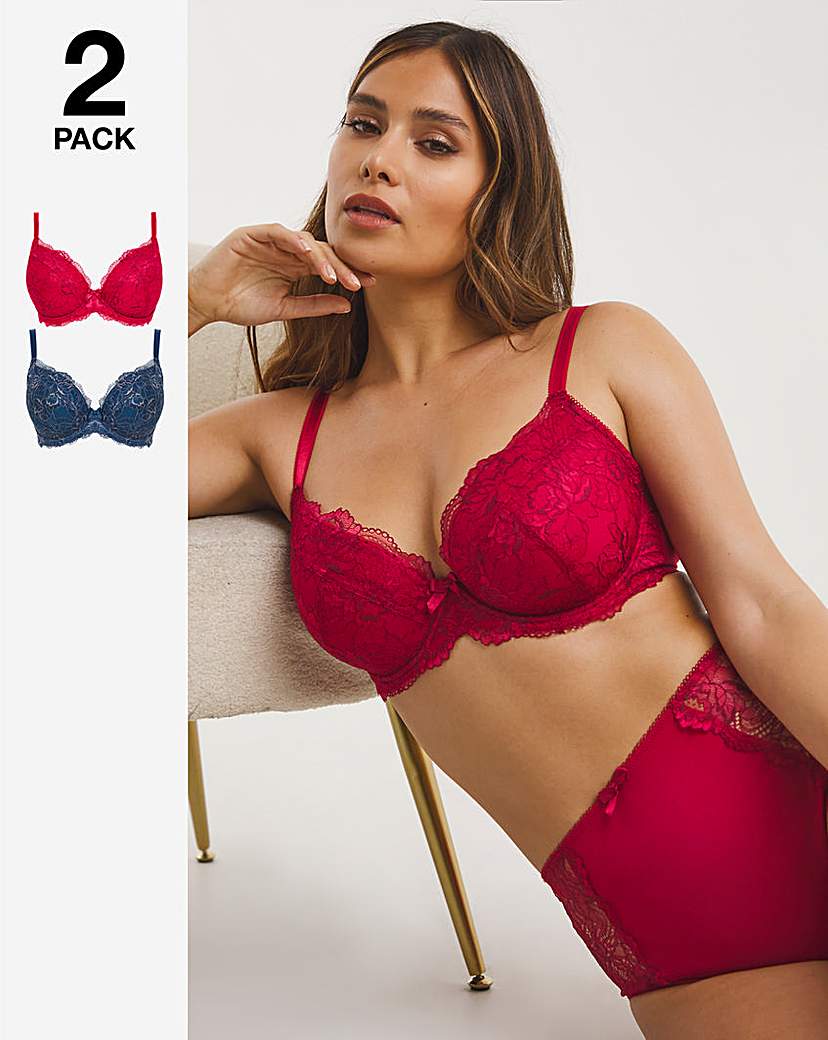 2 Pack Ella Lace Padded Plunge Bras