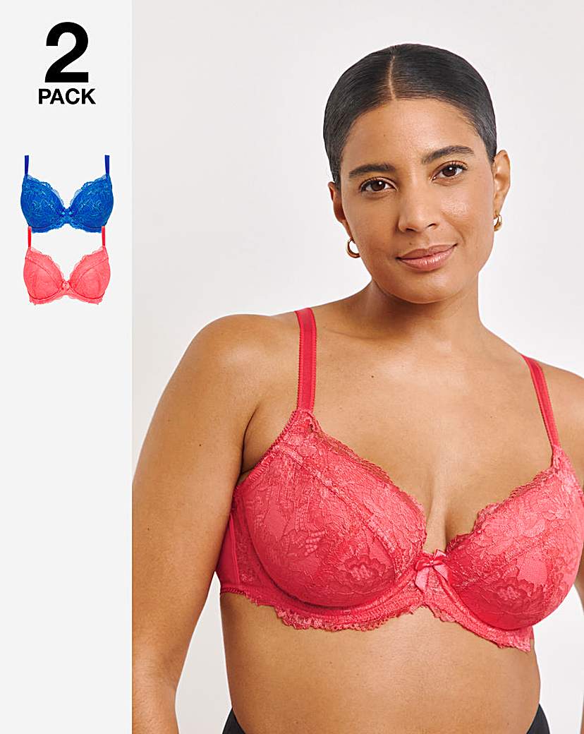2 Pack Ella Lace Padded Plunge Bras