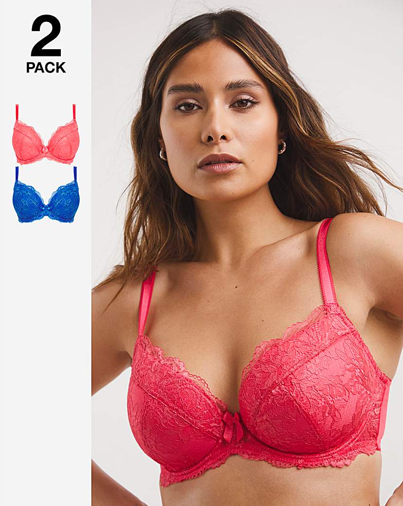 2 Pack Ella Lace Padded Plunge Bras