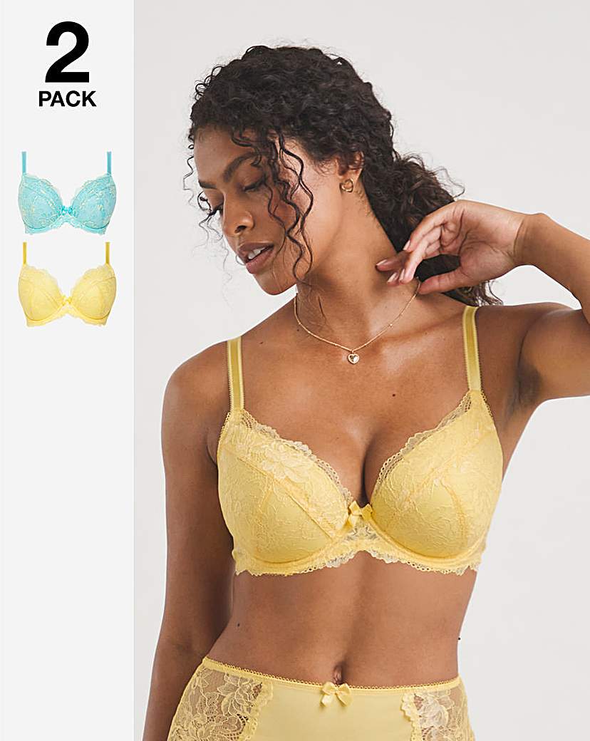 2 Pack Ella Lace Padded Plunge Bras