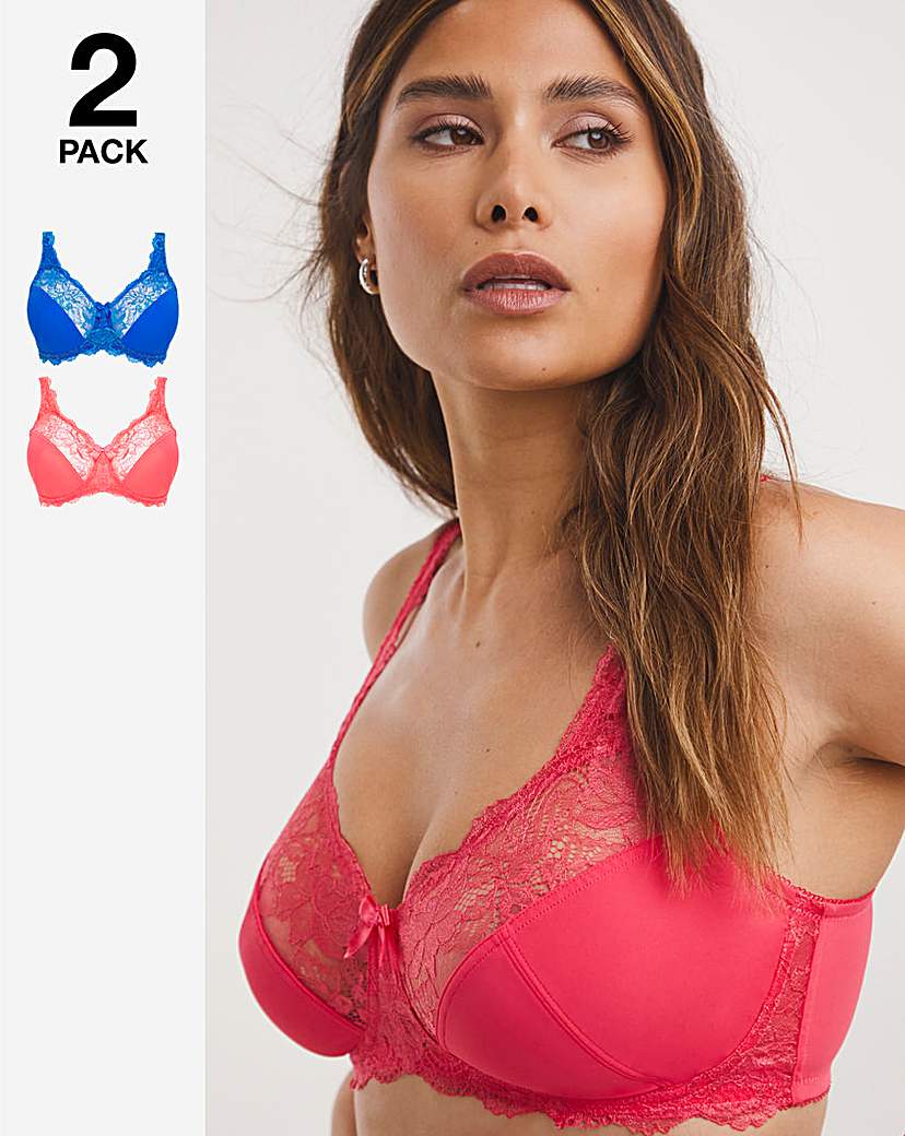 2 Pack Ella Lace Non Wired Full Cup Bras