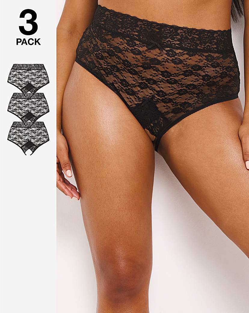 Simply Be 3 Pack High Waist Crotchless Lace Brief