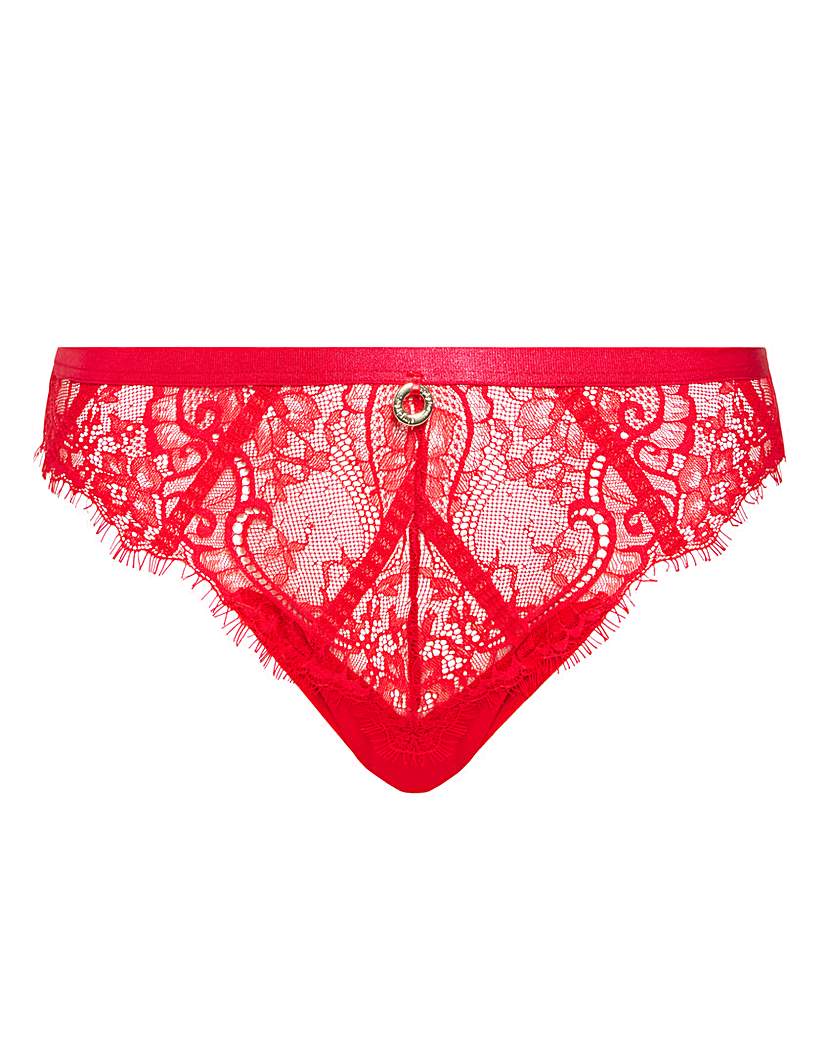 Simply Be Lace & Mesh Brazilian In Red | UK Size 12 Women's