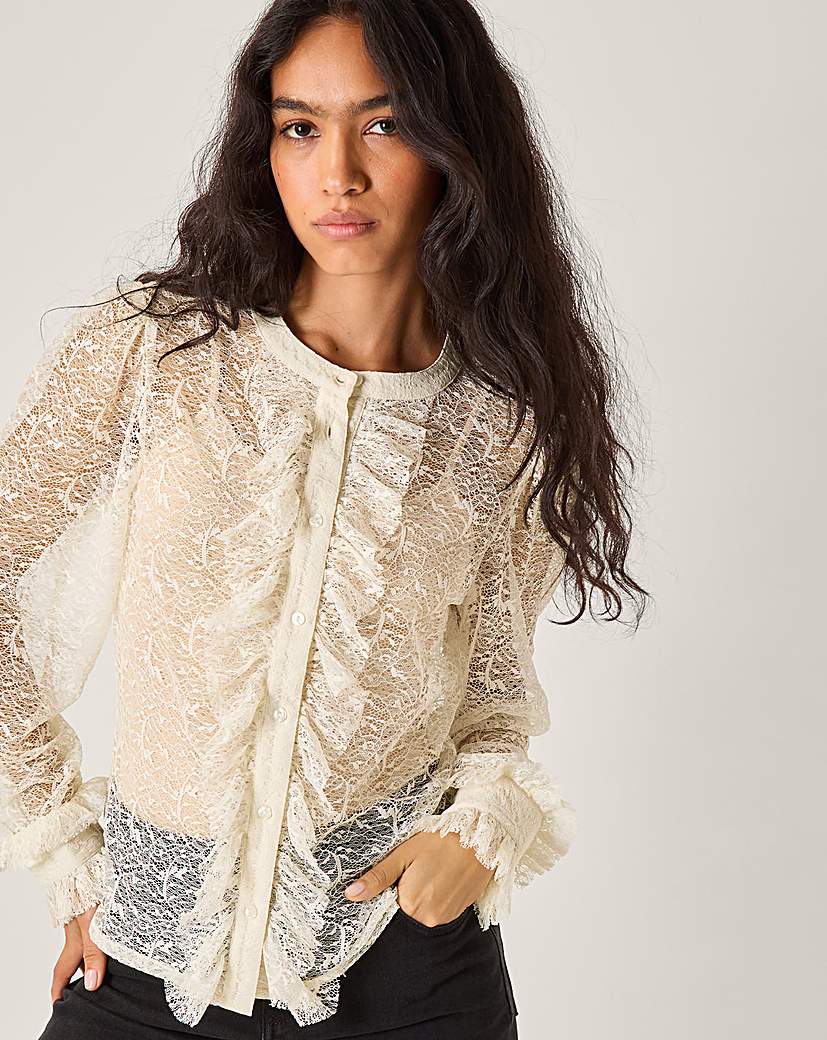 New In - Monsoon Violetta Lace Ruffle Shirt