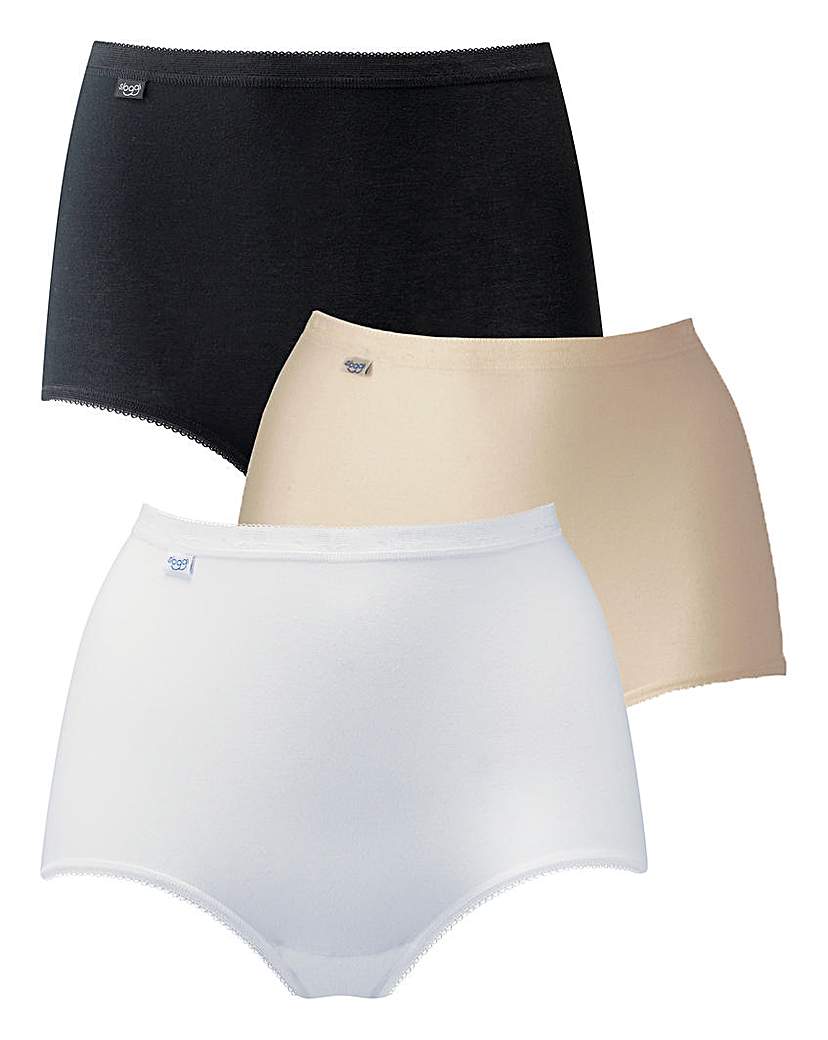 Sloggi 3Pk Basic Maxi Knicker Wht/Blk/Sk