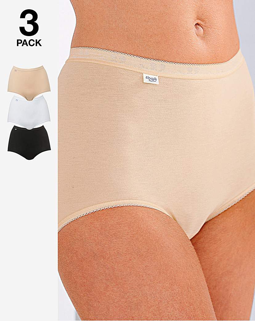Sloggi 3Pk Basic Maxi Knicker Wht/Blk/Sk