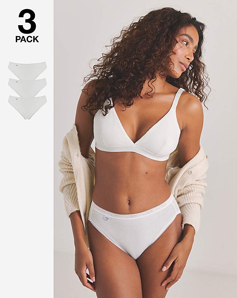 Sloggi Tai 3Pack Hi Leg Briefs White