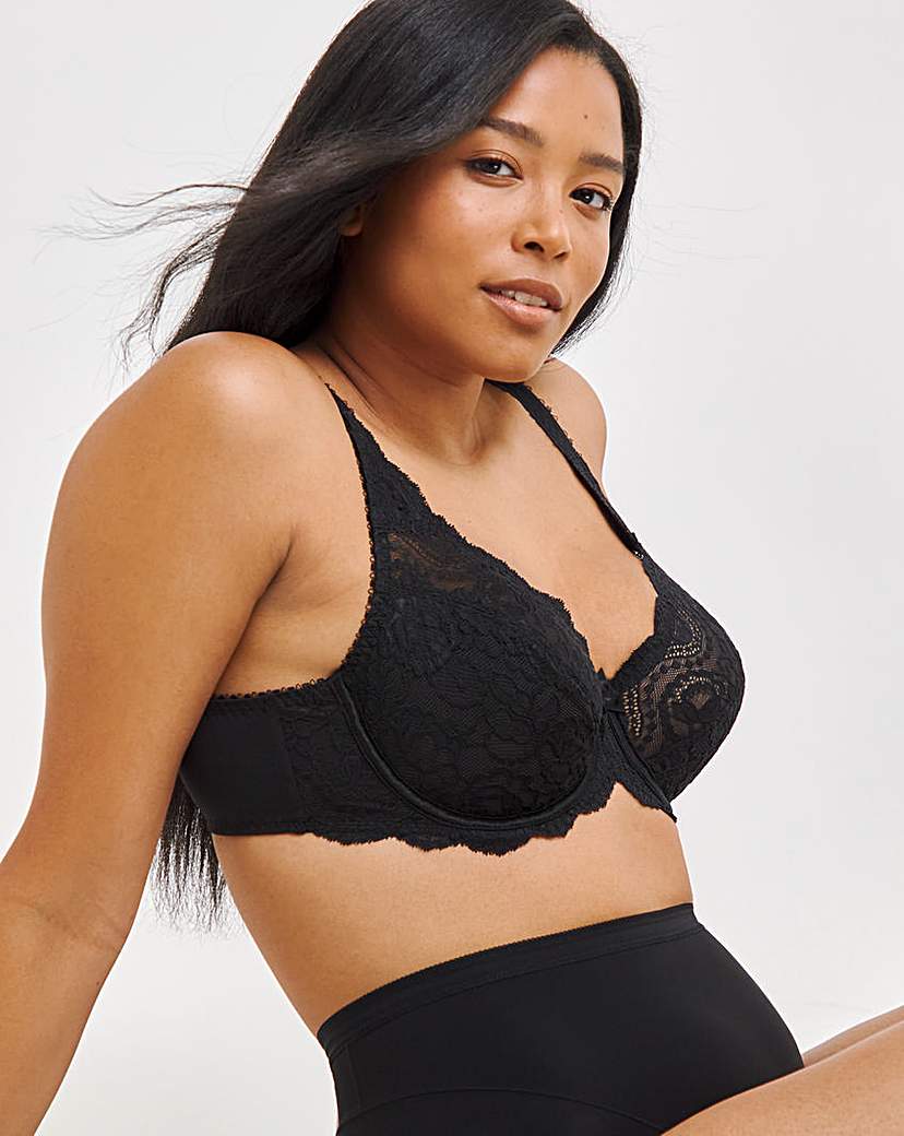 Playtex Flower Lace Full Cup Bra Black