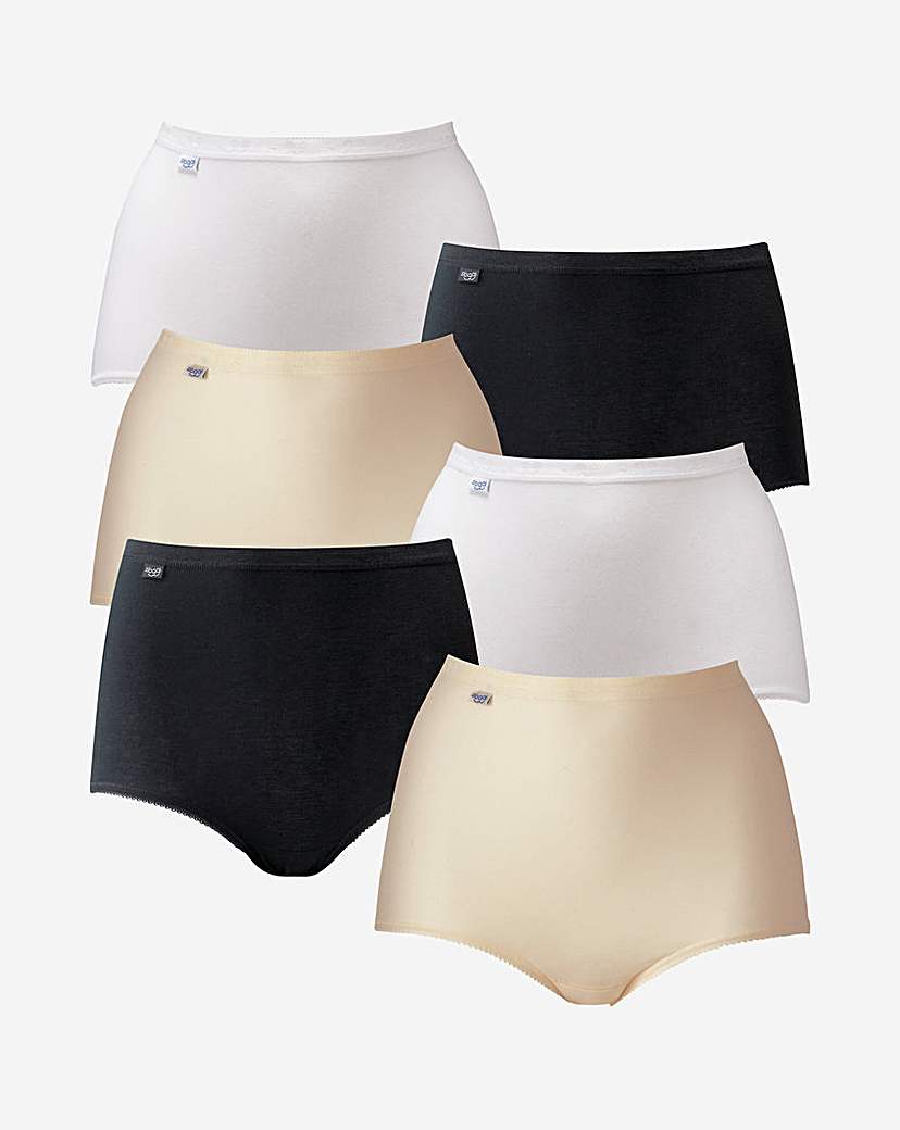 Sloggi 6Pk Basic Maxi Knicker Wht/Blk/Sk