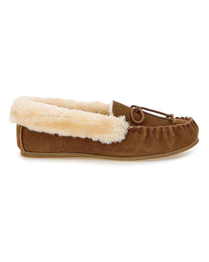 Suede Moccasin Slippers EEE Fit