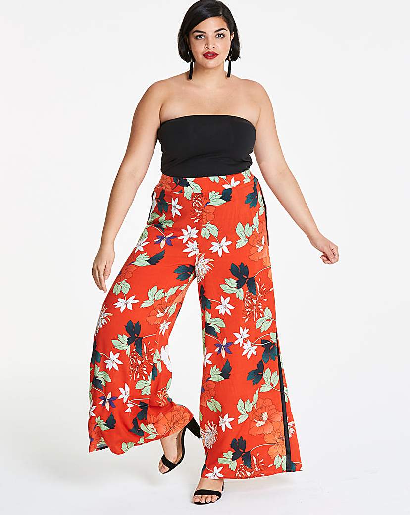 Image of Floral Print Wide Leg Trousers Reg