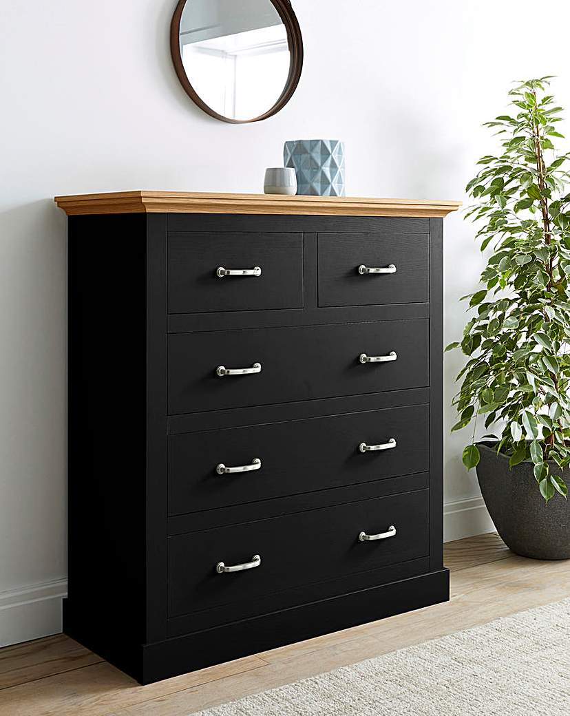 Julipa Ashford 3+2 Drawer Chest - Black/Oak