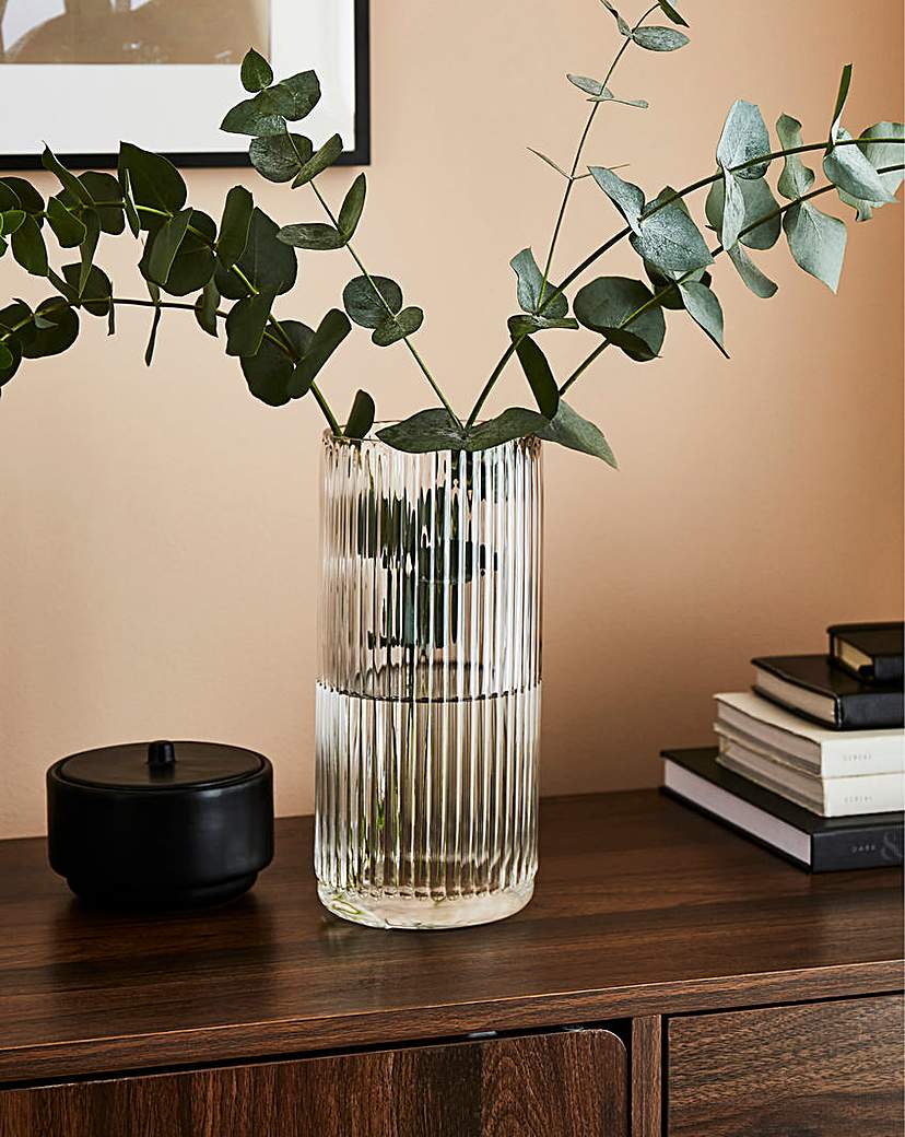 Ribbed Glass Vase 25cm