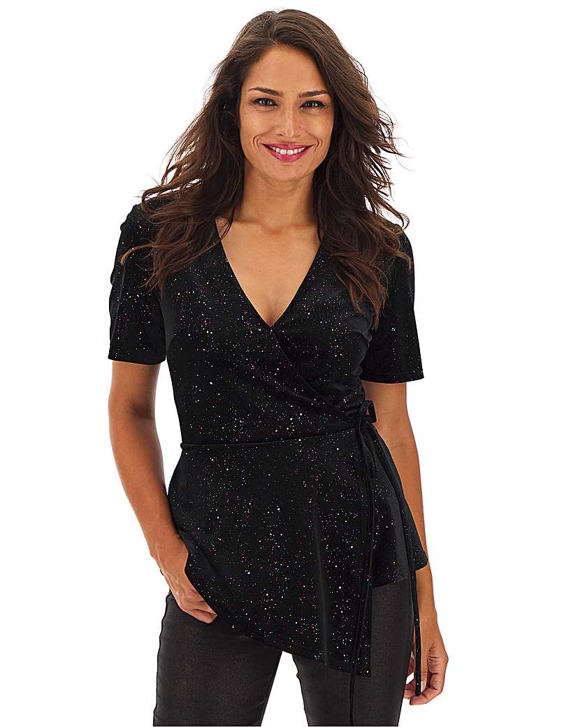 Image of Glitter Velvet Wrap Top