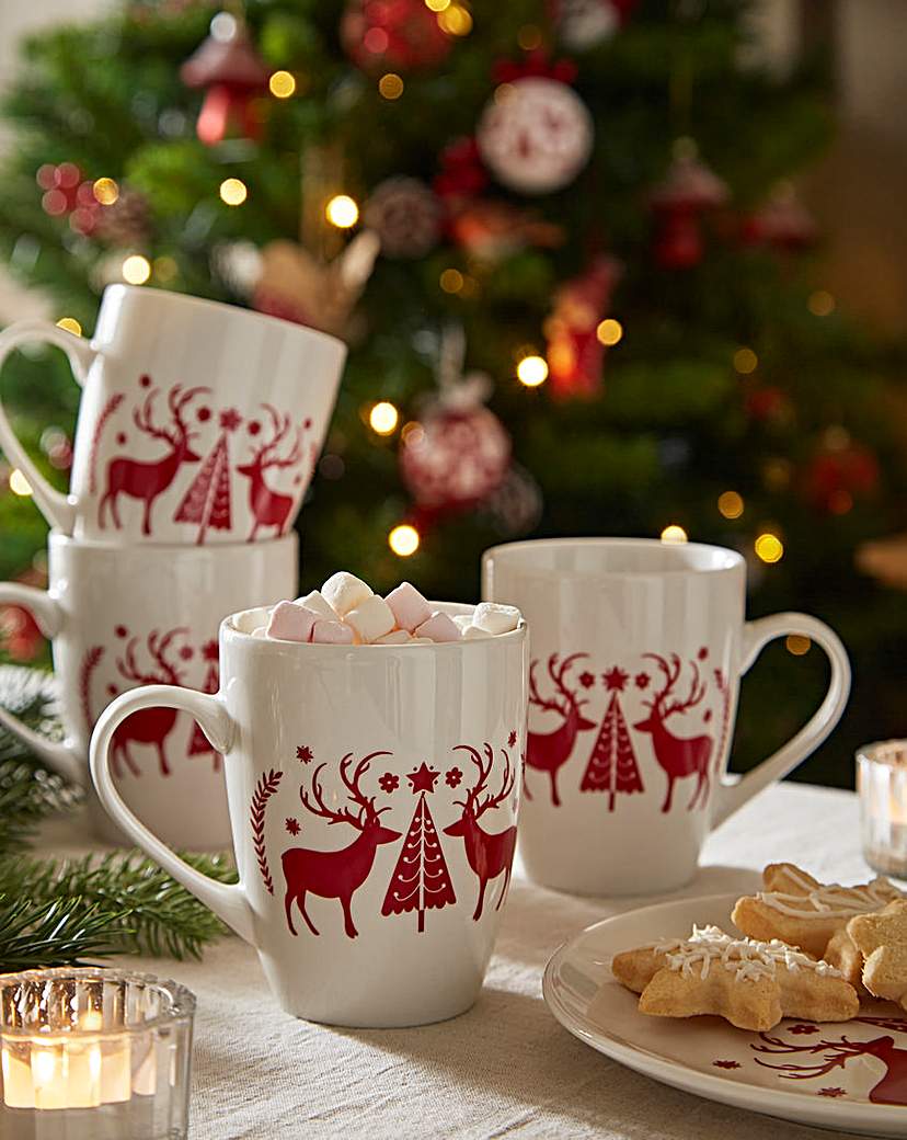 New In - Festive Folk Set of 4 Mugs