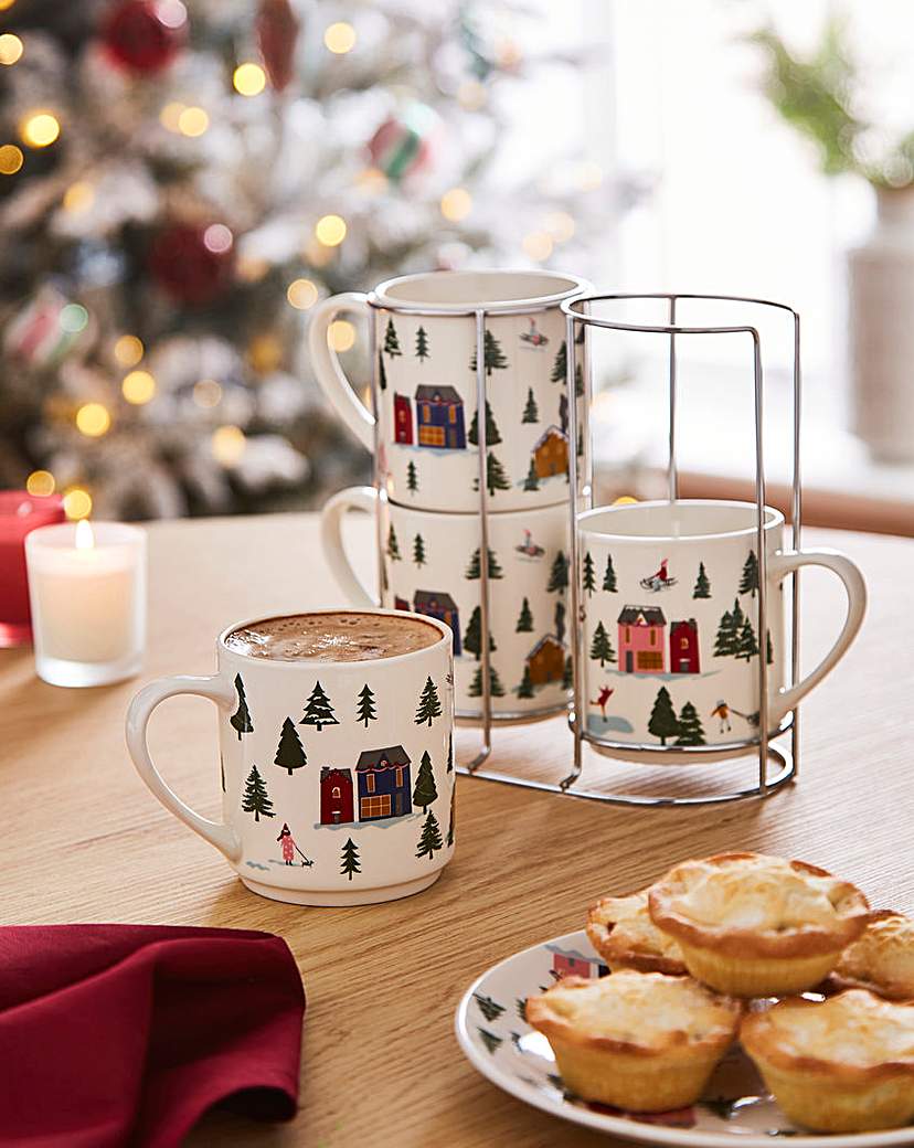 New In - Joyful Winter Set of 4 Stacking Mugs