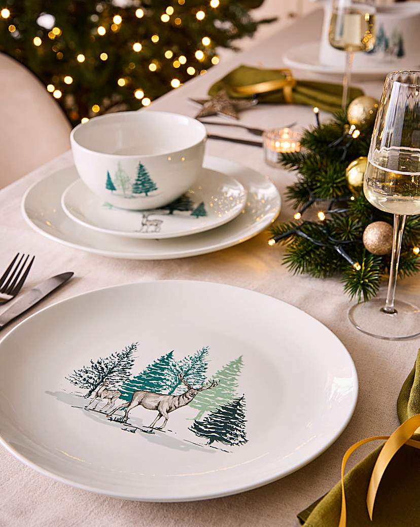 New In - Winter Stag 12 Piece Dinner Set