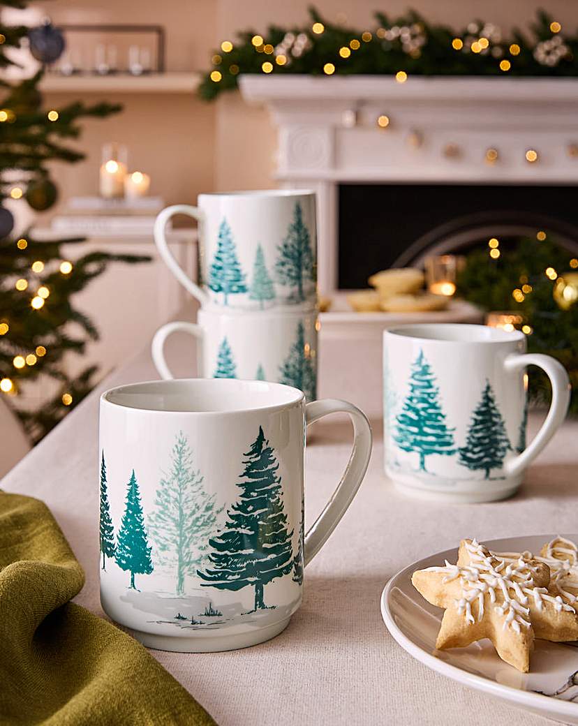 New In - Winter Stag Set of 4 Stacking Mugs