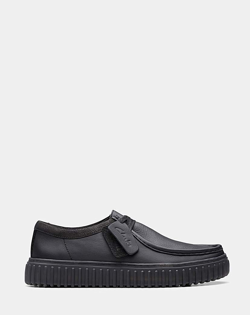 Clarks Torhill Lo Leather Shoe - Black