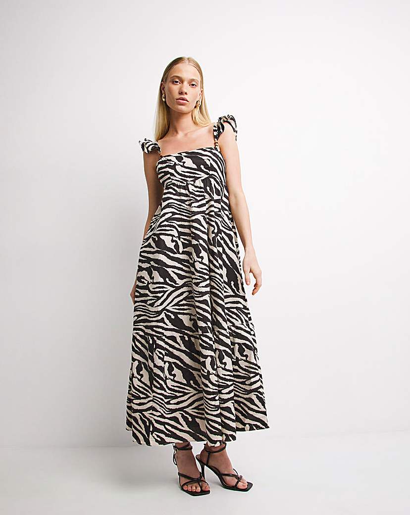 Whistles Zebra Print Midi Dress