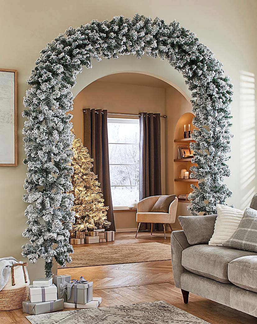 Aspen Flocked Christmas Tree Arch - 8ft