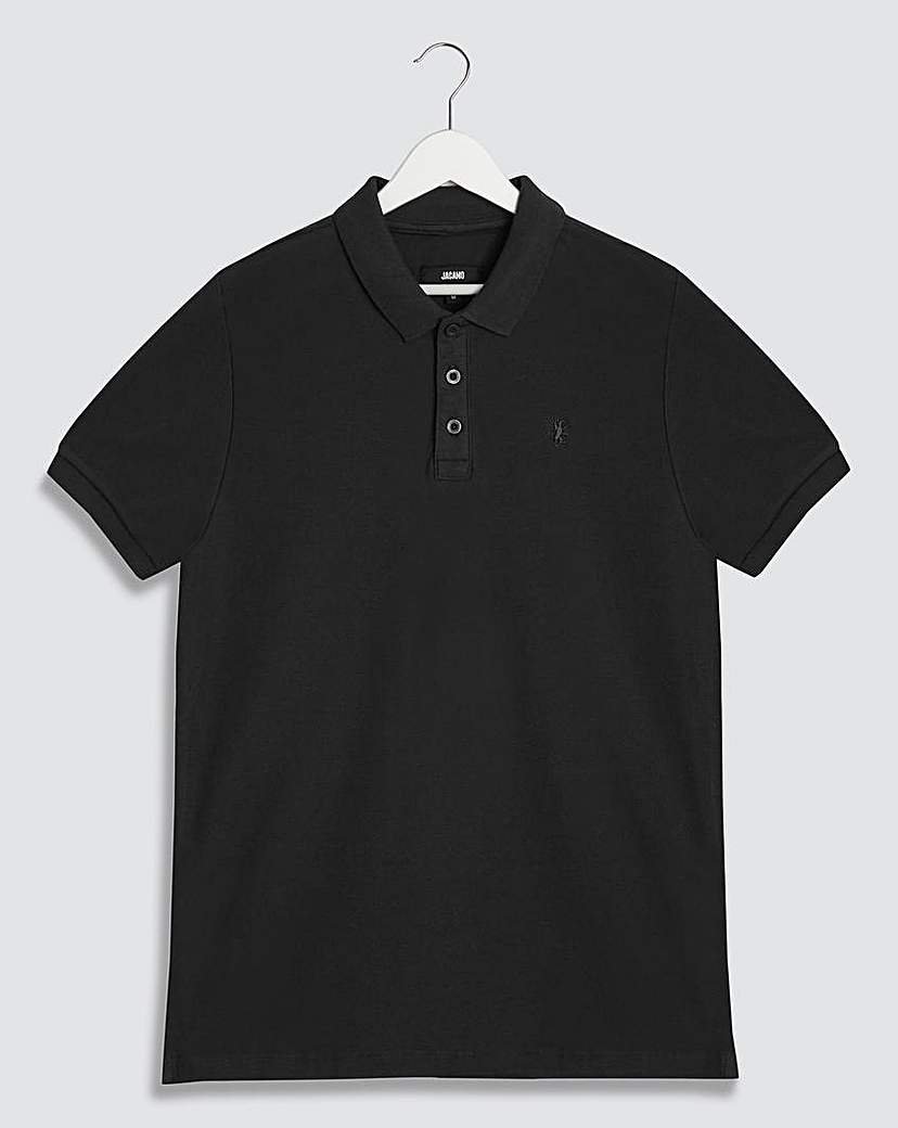 Image of Black Embroidered Polo Long
