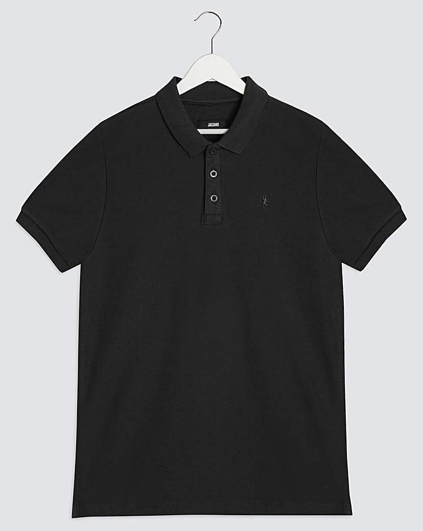 Image of Black Embroidered Polo