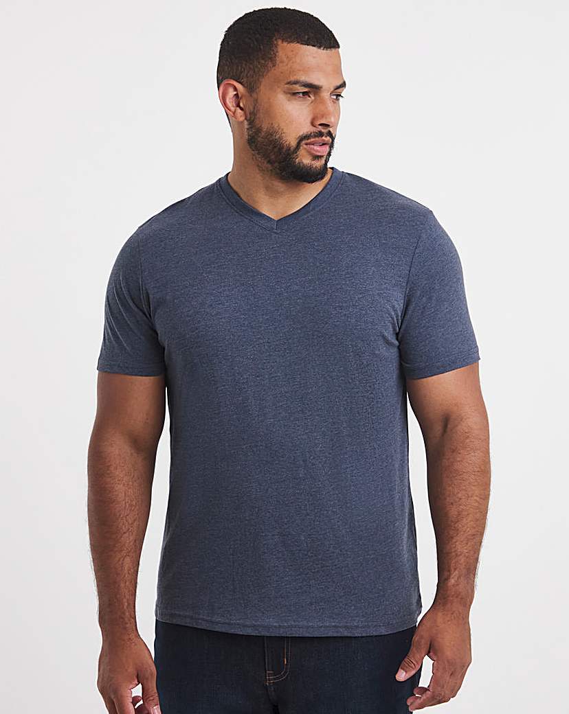 Pure Cotton V Neck TShirt Denim Blue …