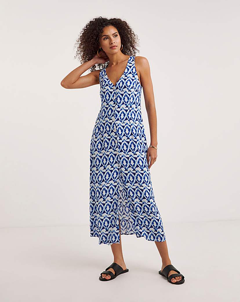 Ro&Zo Tile Print V Neck Midi Dress