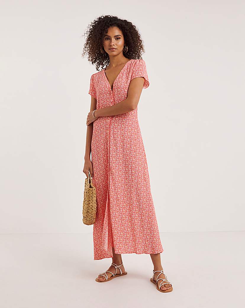 Ro&Zo Ditsy Print Button Midi Dress