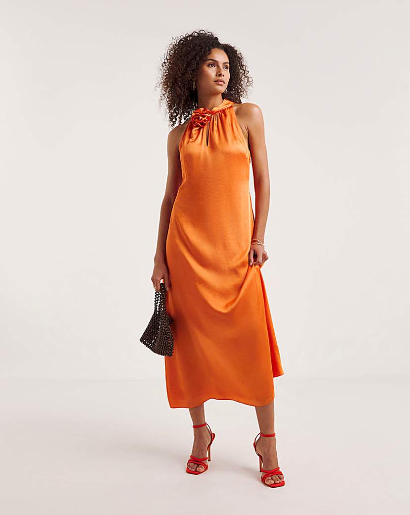 Ro&Zo Satin Twist Neck Dress