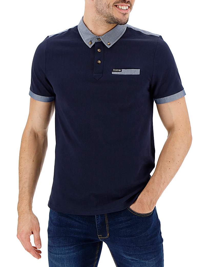 Image of Firetrap Upscale Contrast Trim Polo Long