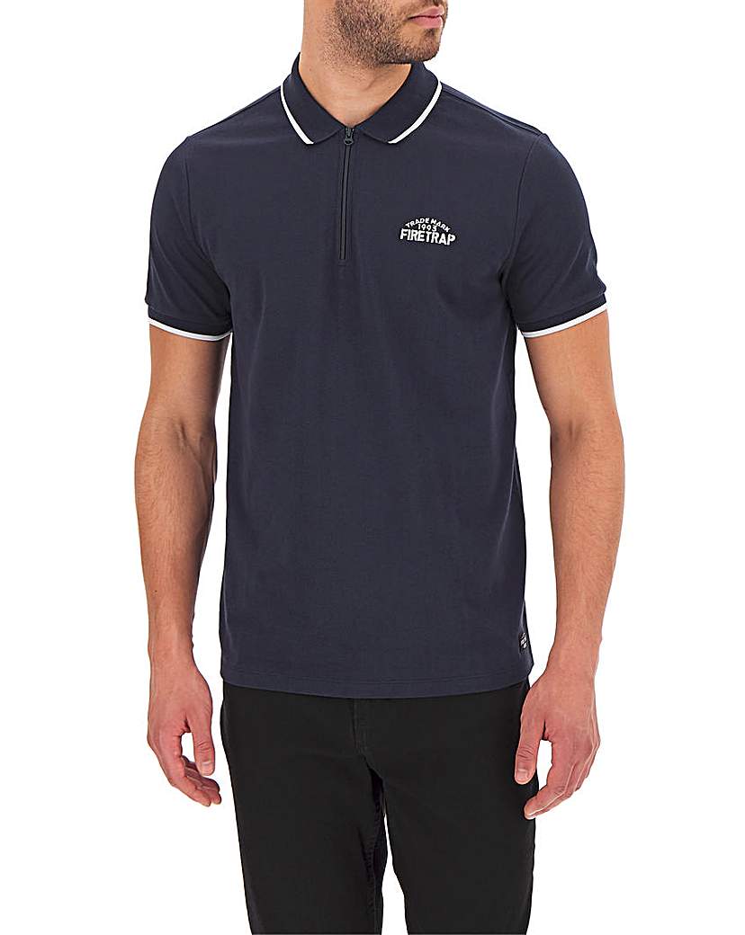 Image of Firetrap Zip Neck Tower Polo Long
