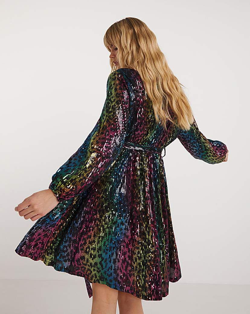 Lovedrobe sequin Belted Mini Dress