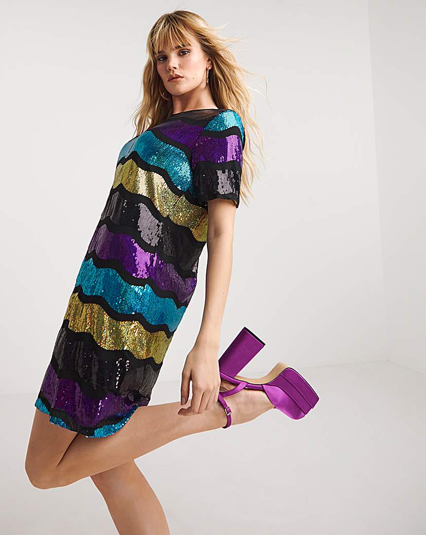 Lovedrobe Wave Sequin Mini Dress