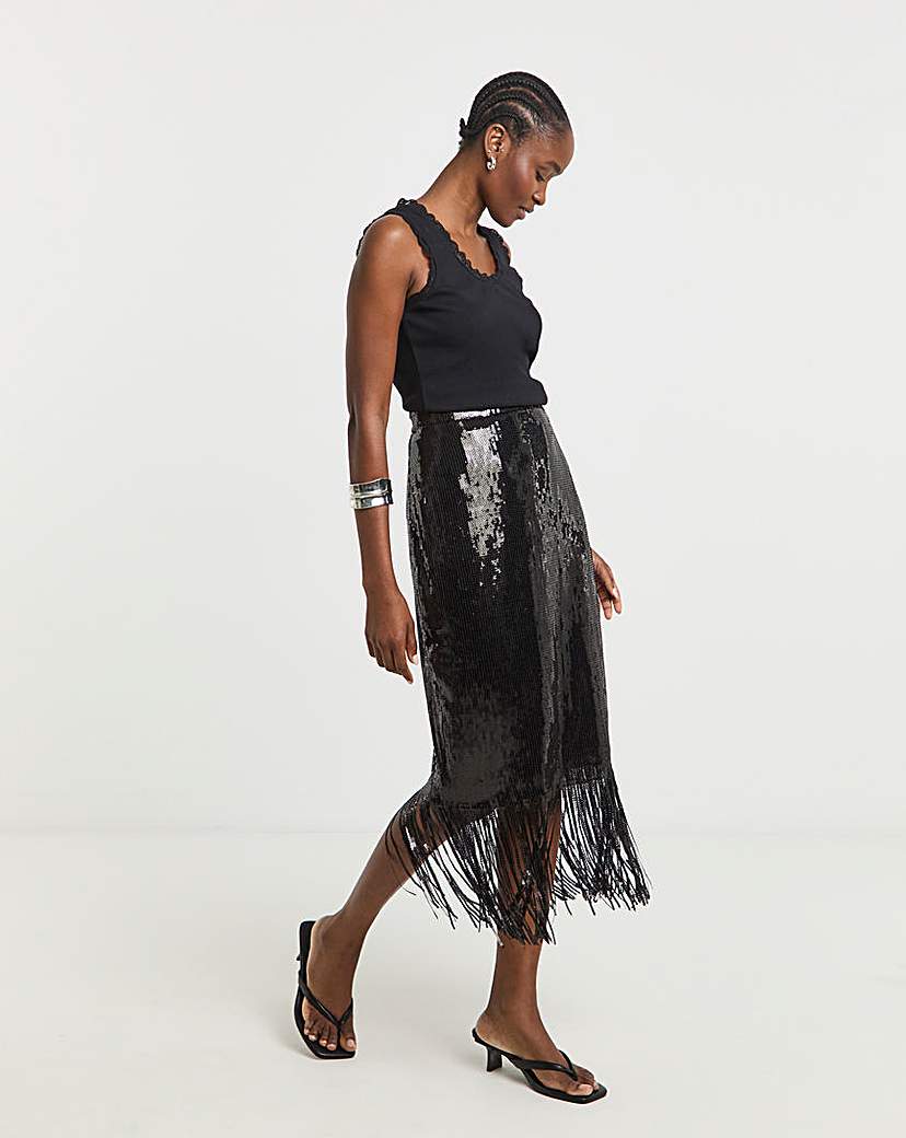 Lovedrobe Sequin Tassel Skirt