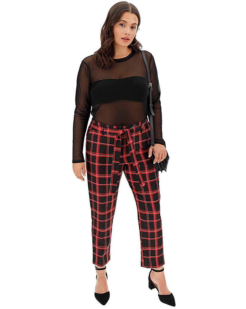Image of Check Tapered Leg Trousers