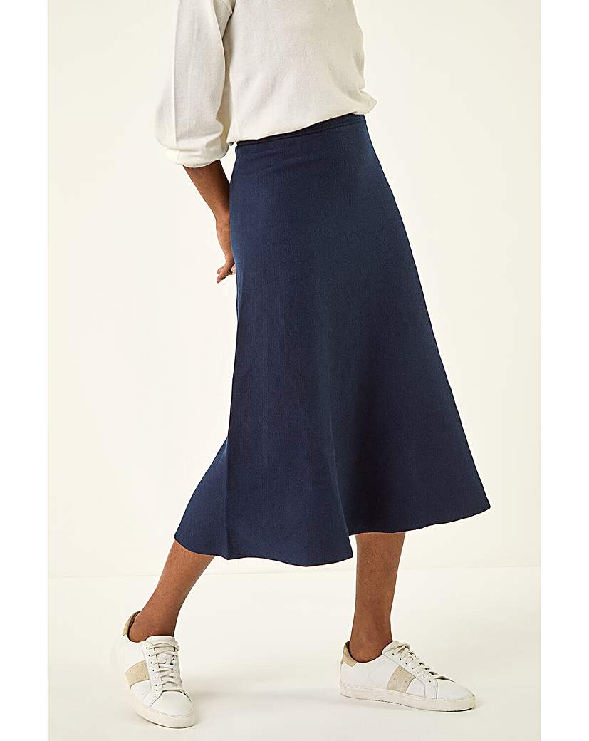 Roman Plain Elastic A Line Midi Skirt