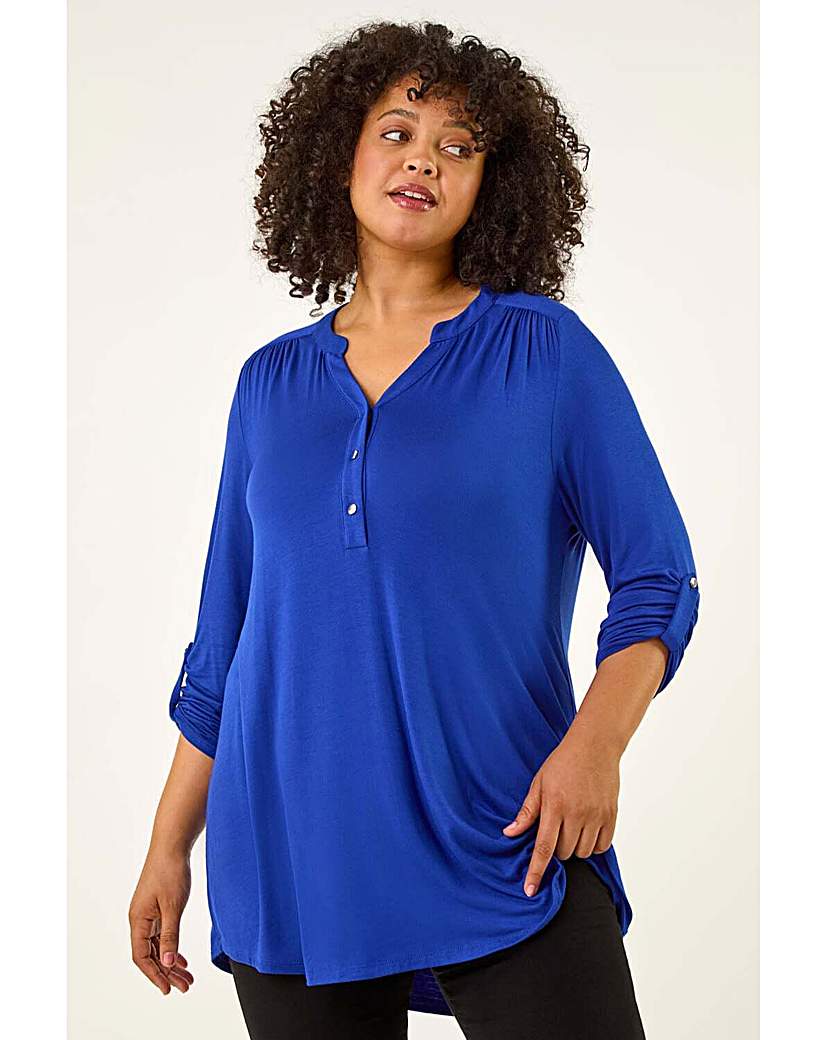 Roman Curve Royal Blue Buttoned Stretch Top 22/24