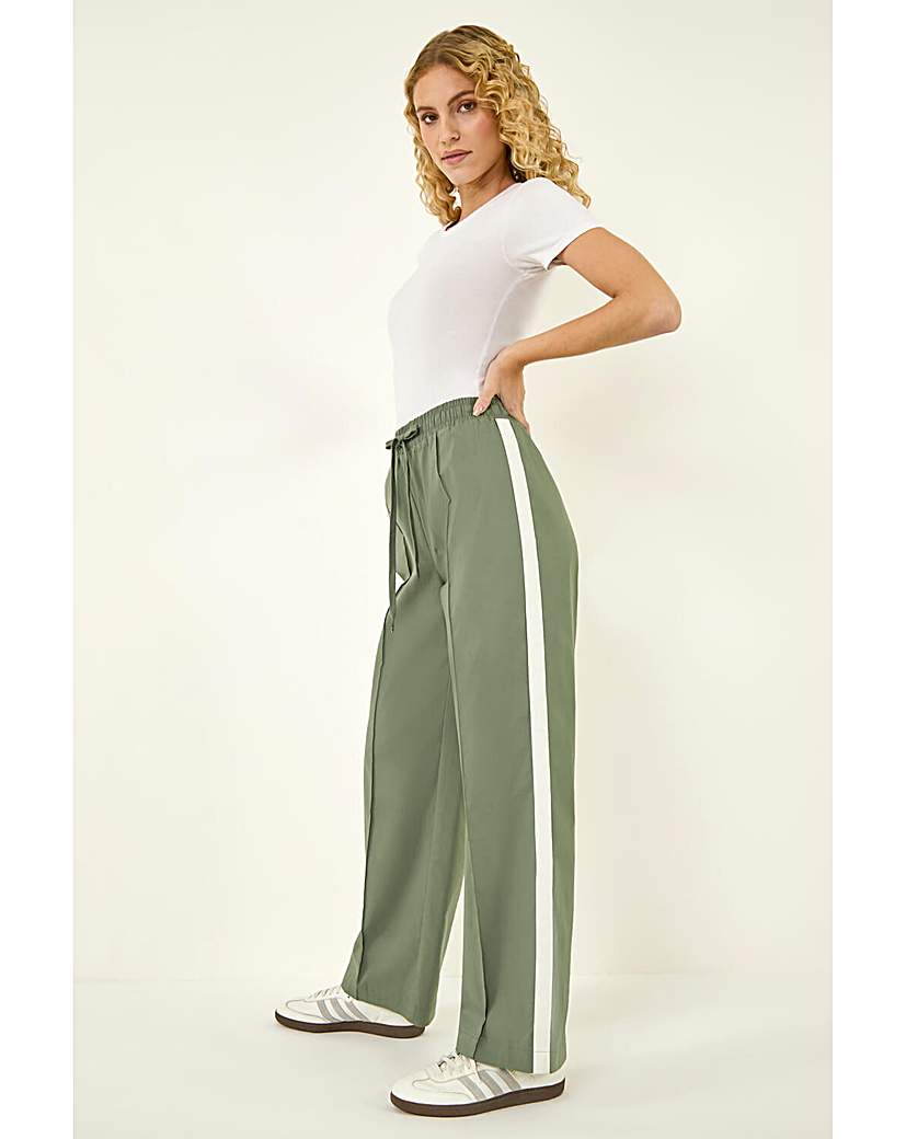 Roman Originals Women's Khaki Roman Tie Waist Bengaline Stripe Trouser Size 18