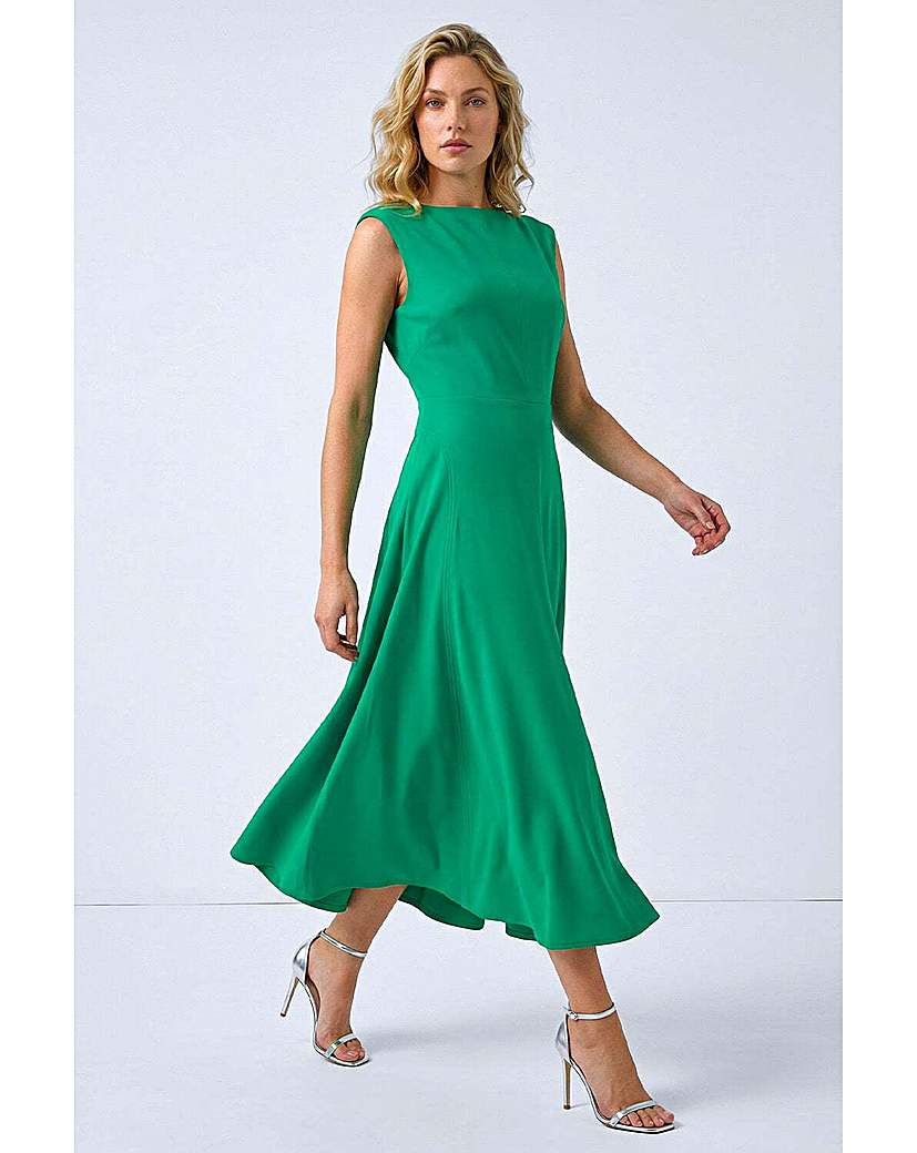 Roman Women's Green Fit & Flare Midi Dress Size 18 - Image 3
