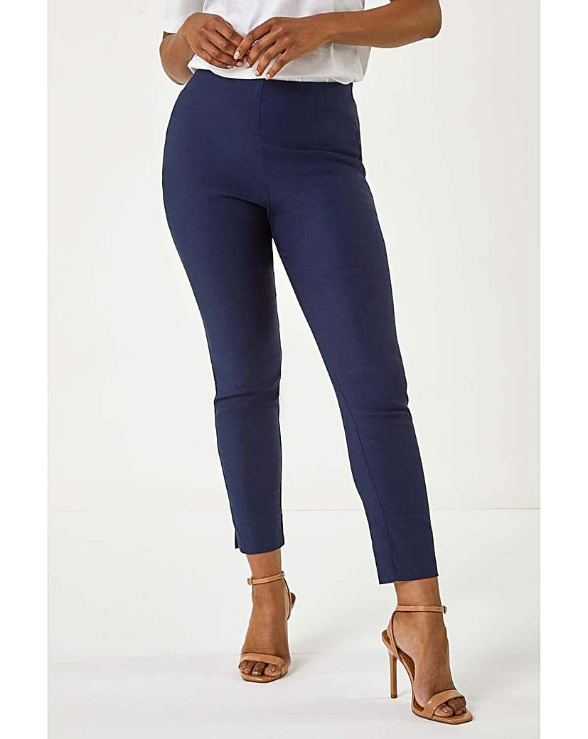 Roman Women's Navy Petite Full Length Elastic Waist Trousers In | : Size 12 - Image 4