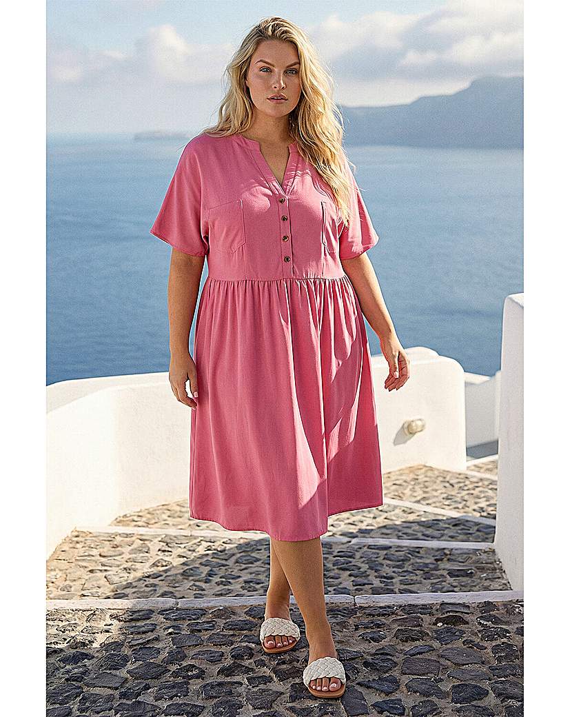Roman Curve Women's Pink Buttoned Shirt Dress Size 20